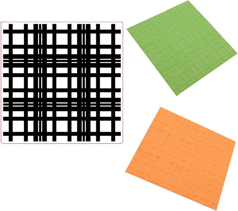 Arbuya Plaid Background Plastic Embossing Folder (5.9"x5.9''| Plaid Pattern) Paper Crafts Embossed Folder for Card Making Scrapbooking - Image 1